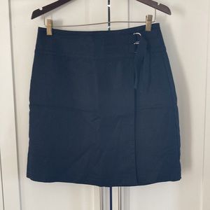 NWT Ann Taylor Linen Blend Navy Skirt with Waist Detail Size 6